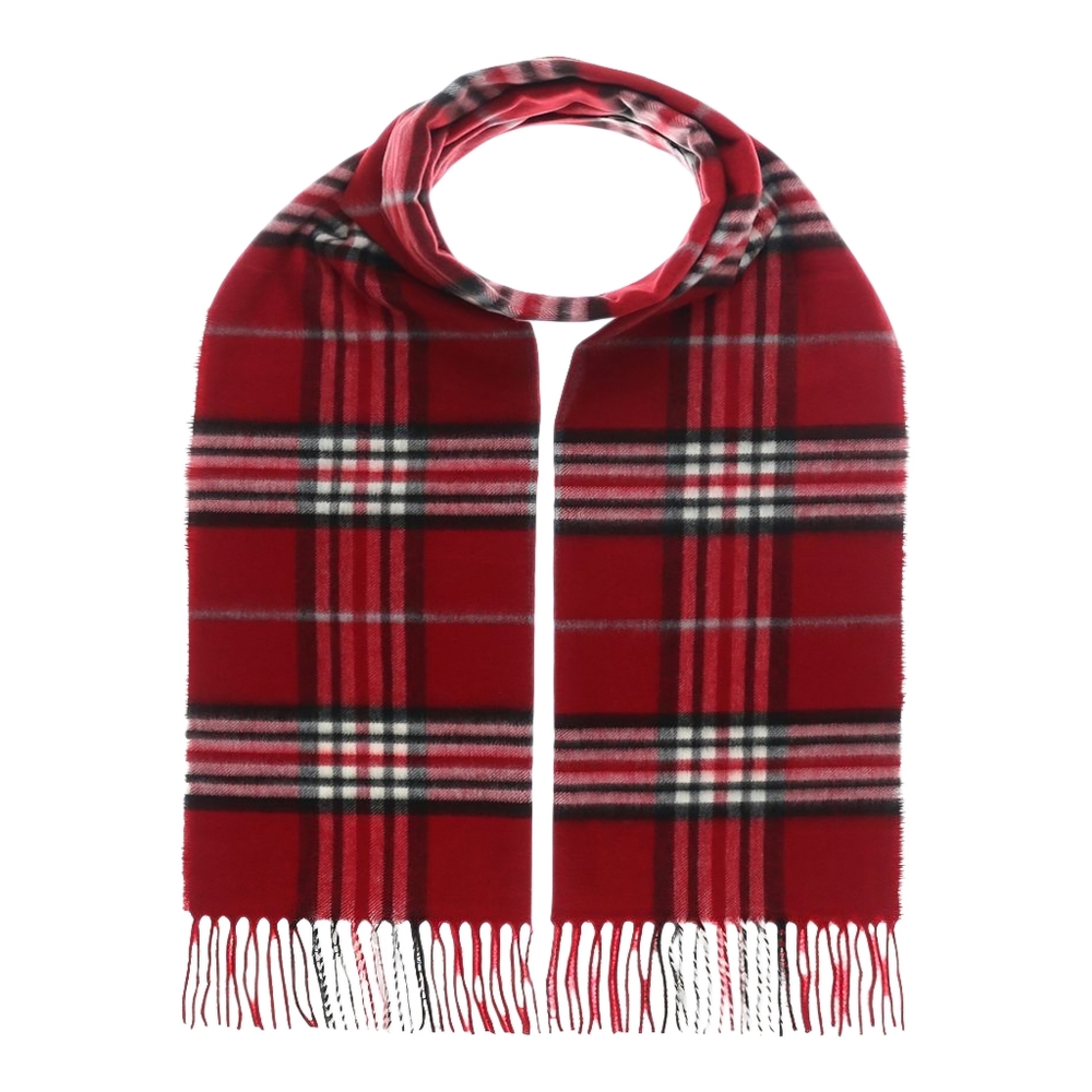 FRAAS Women’s Plaid Cashmink Scarf True Red Tartan Winter Wrap Soft Warm 72"x12"
